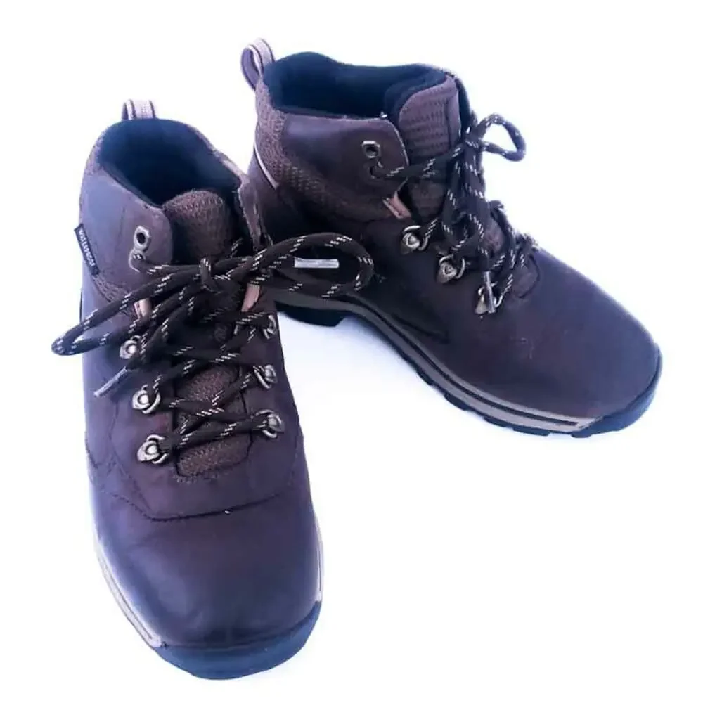 Timberland Leather Boots Brown Boys Size 2.5, Hiking Outdoors Winter